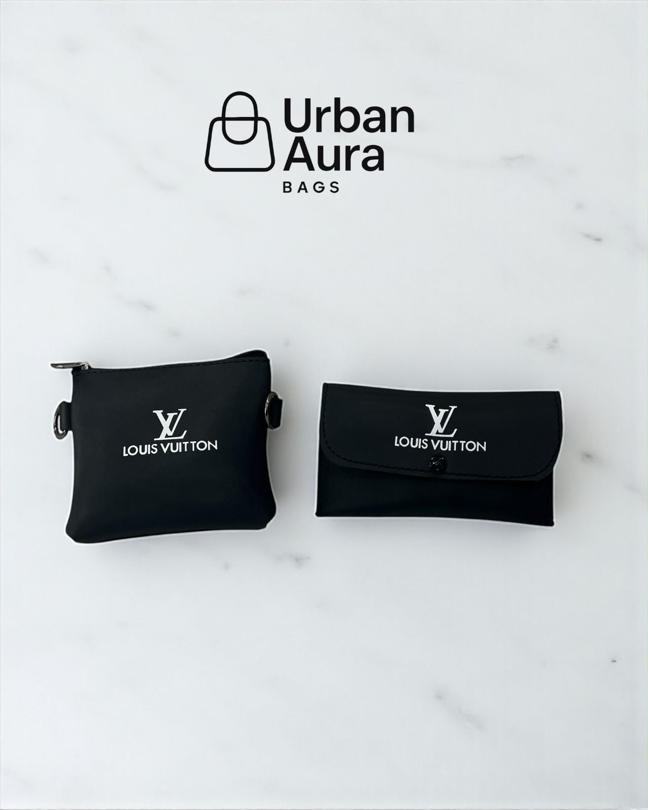 Luxury-Inspired 3-Piece Black Tote Bag Set