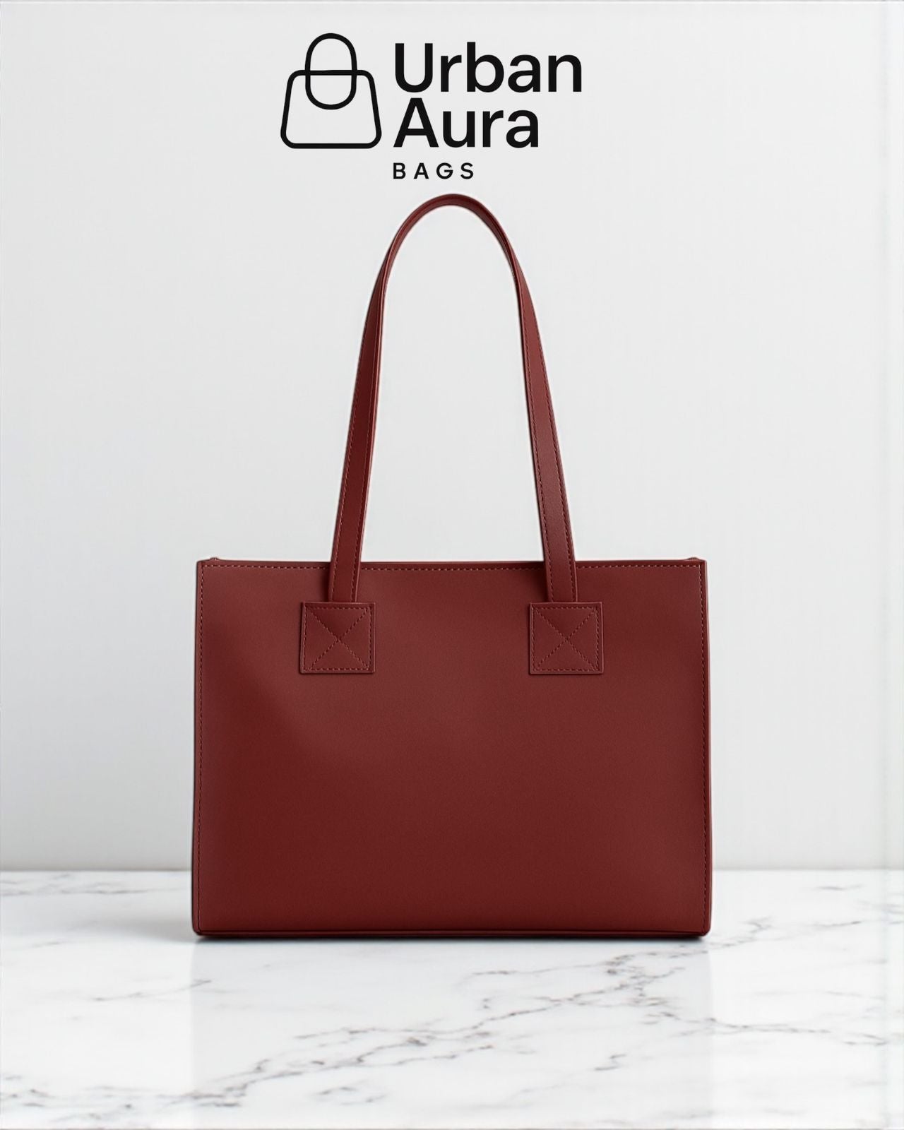 Faux Leather Tote with Gold Lock Detail