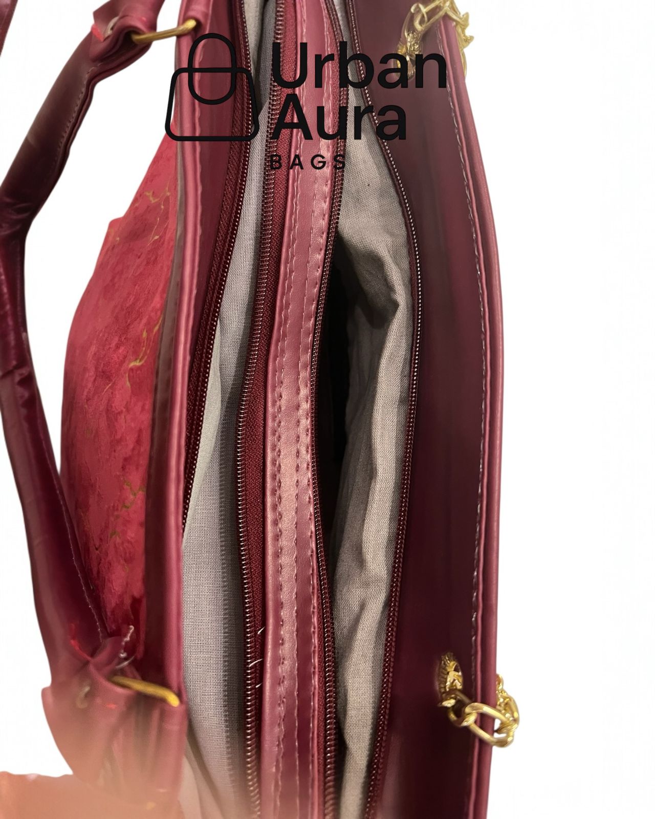Velvet Tote Bag with Gold Pattern & Mini Pouch
